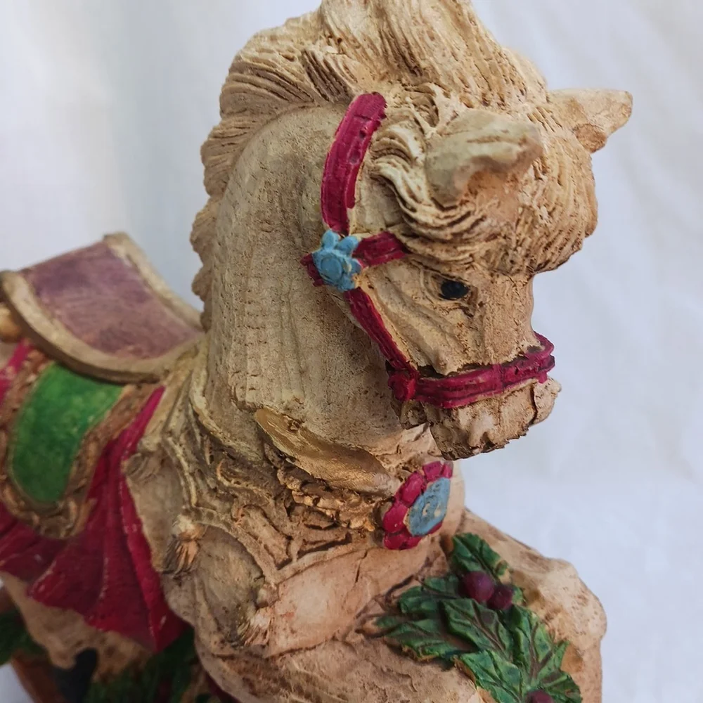 Resin Christmas Rocking Horse Violin Music 10x8x5